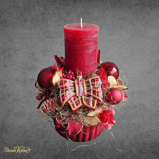 Rotes Adventsgesteck mit Kerzen aus Zürich online bestellen