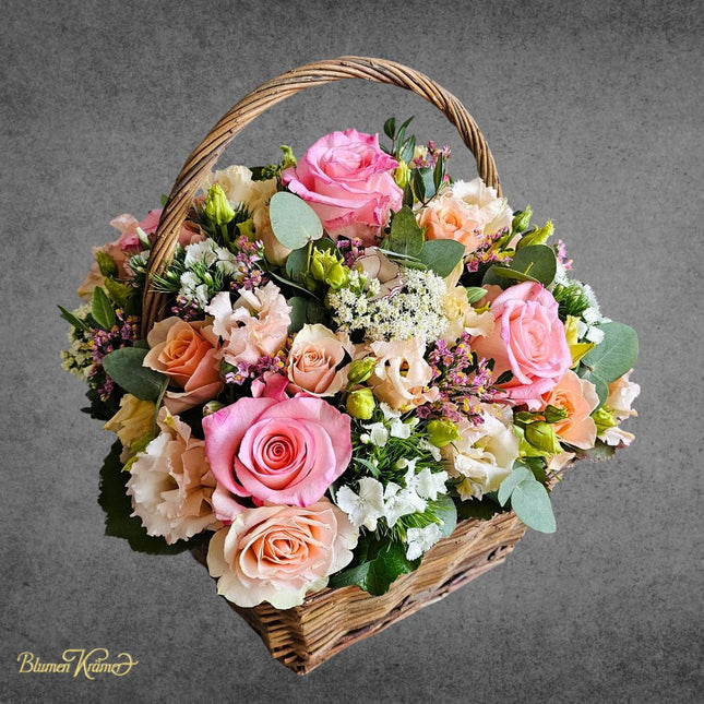 Blumenkorb mit rosa Rosen kaufen Zürich Muttertag Geschenk Lieferung