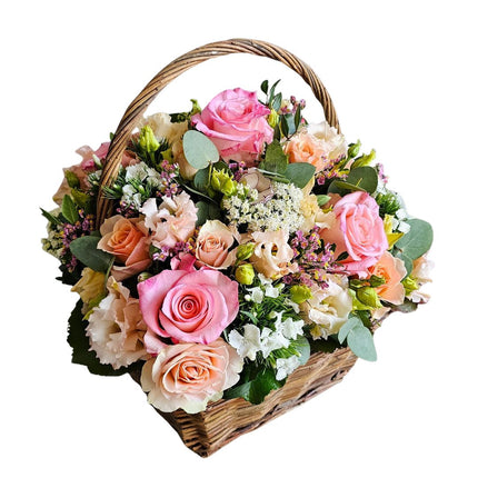 Blumenkorb mit rosa Rosen kaufen Zürich Muttertag Geschenk Lieferung