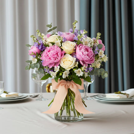 Muttertag Blumenstrauss kaufen mit Pfingstrosen und Rosen liebevoll gebunden Zürich online bestellen