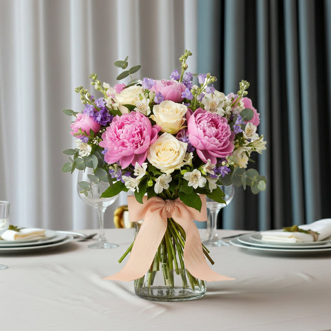 Muttertag Blumenstrauss kaufen mit Pfingstrosen und Rosen liebevoll gebunden Zürich online bestellen