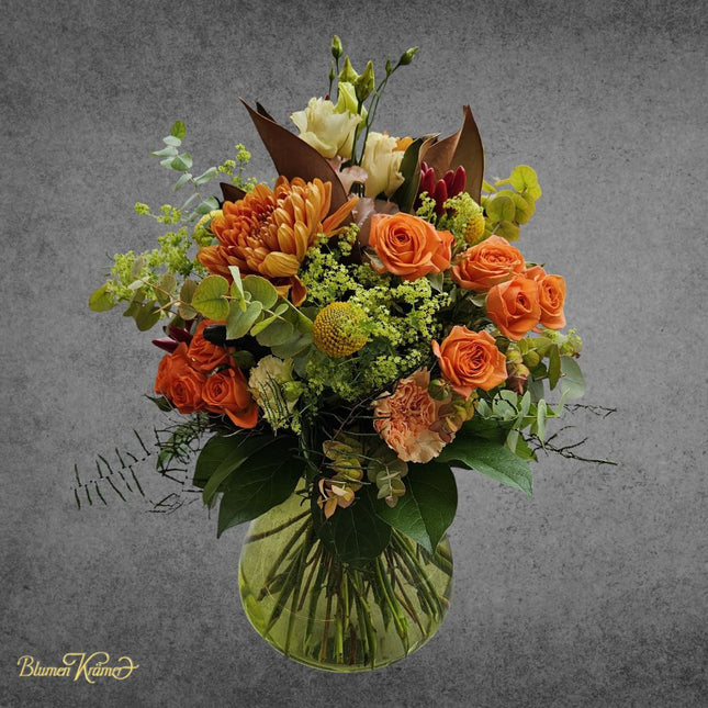 Blumenstrauss mit Chrysanthemen und Sprayrosen online bestellen in Zürich – herbstlicher Strauss mit frischer Lieferung
