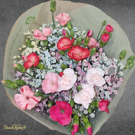 Blumenstrauss Zürich rosa Nelken Schleierkraut online kaufen frische Lieferung