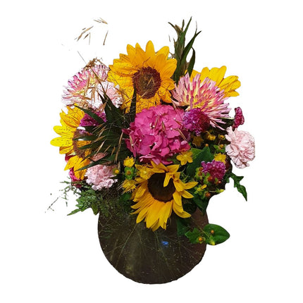 Sommerblumenstrauss mit Sonnenblumen und Hortensien kaufen Zürich