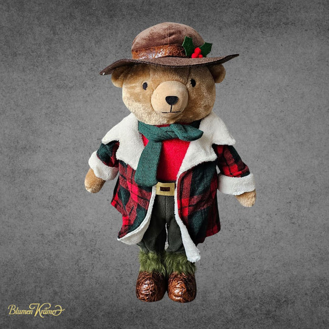 Weihnachtsbär Dekofigur mit karierter Jacke und Hut, festliche Weihnachtsdeko aus Zürich online kaufen