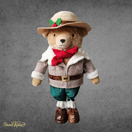Weihnachtsbär Theo Dekofigur mit Winterkleidung, festliche Weihnachtsdeko aus Zürich verschicken