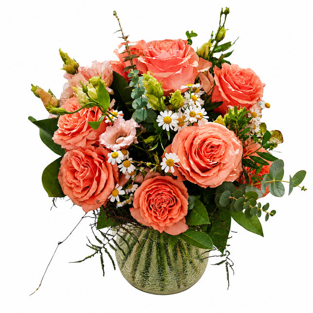 Romantic Roses Blumenstrauss mit Rosen Lisianthus und Kamille