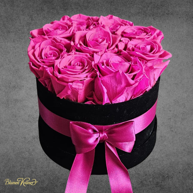 Rosenbox stabilisiert pinke Rosen online kaufen Zürich mit Lieferung