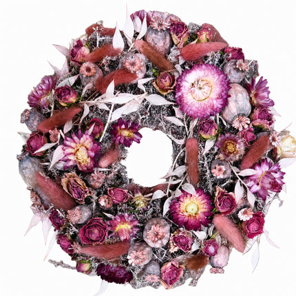 Trockenblumenkranz in Pink und Rosa_online bestellen mit Blumenlieferung in Zürich