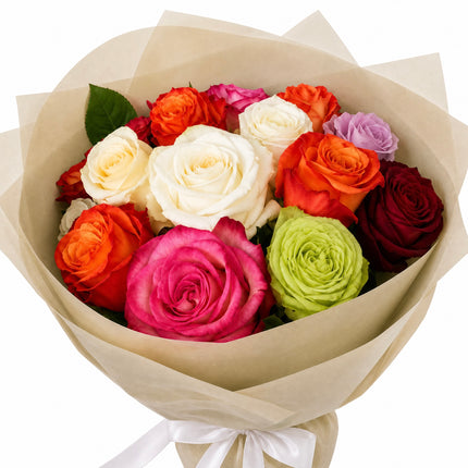 Bunter Rosenstrauss Color Your Day mit frischen Sommerblumen aus Zürich verschicken