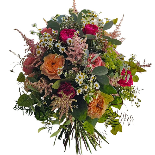 Blumenstrauss Wild Romance mit Rosen, Kamille und saisonalen Blüten