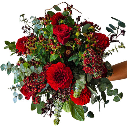 Red Dahlia Blumenstrauss mit leuchtend roten Blumen