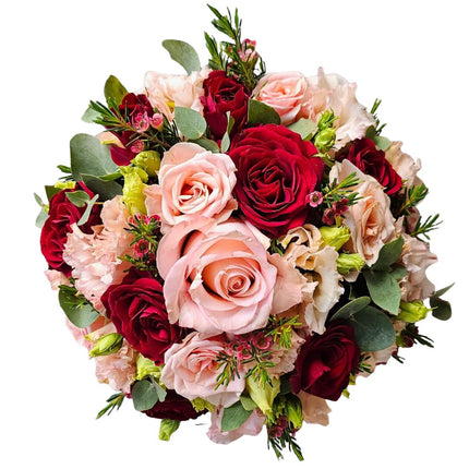 Luxuriöse Rosenbox mit frischen roten und rosafarbenen Rosen in Zürich online bestellen