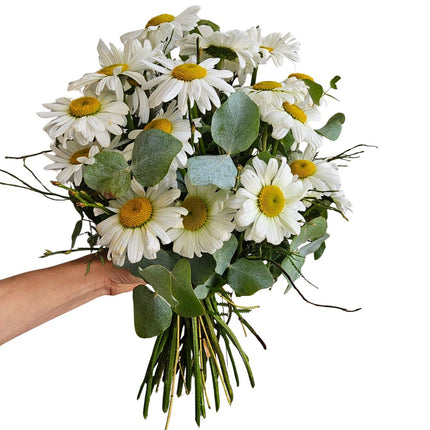 Blumenstrauss mit weissen Margeriten und grünem Eukalyptus zum Muttertag liefern lassen Zürich